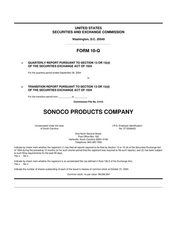 Thumbnail Sonoco 10-Q Quarterly Report FY 