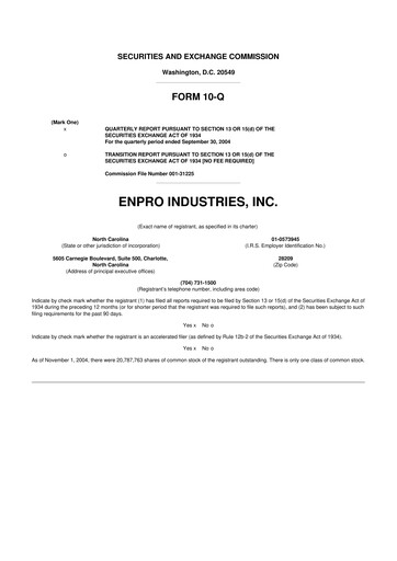 Thumbnail EnPro Industries
 10-Q Quarterly Report FY 