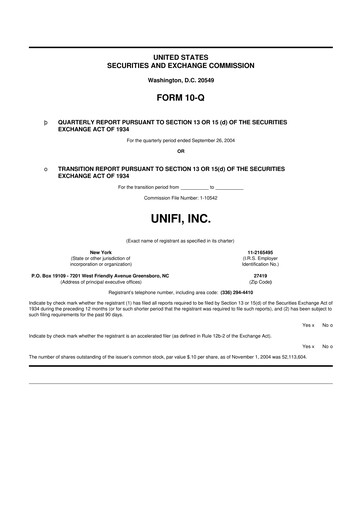 Vorschaubild Unifi 10-Q Quartalsbericht  
