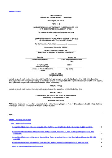 Miniature United Community Bank 10-Q Rapport trimestriel  