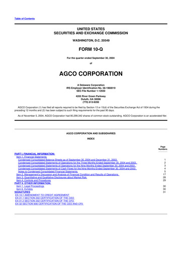 Thumbnail AGCO 10-Q Quarterly Report FY 