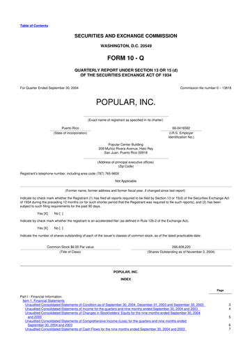Thumbnail Popular, Inc. (Banco Popular de Puerto Rico) 10-Q Quarterly Report FY 