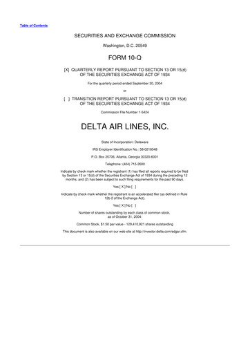 Thumbnail Delta Air Lines 10-Q Quarterly Report FY 