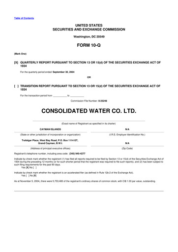 Thumbnail Consolidated Water 10-Q Quarterly Report FY 