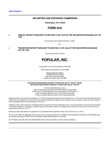 Thumbnail Popular, Inc. (Banco Popular de Puerto Rico) 10-K Annual Report 