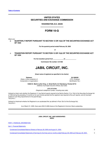 Thumbnail Jabil 10-Q Quarterly Report FY 