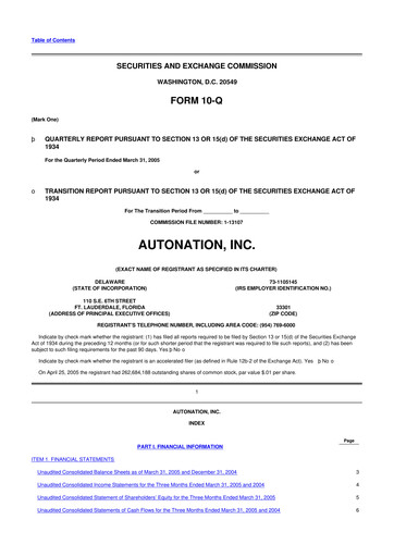 Miniature AutoNation 10-Q Rapport trimestriel  