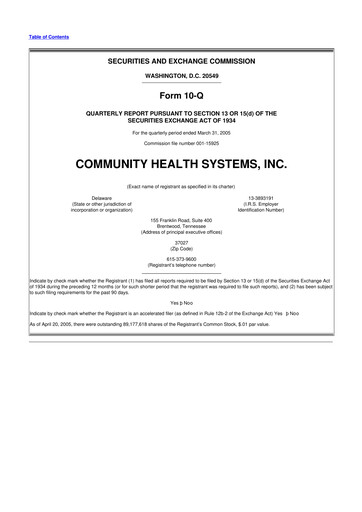 Thumbnail Community Health Systems
 10-Q Quarterly Report FY 