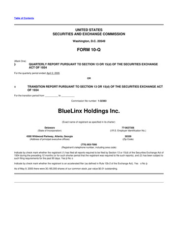 Thumbnail Bluelinx 10-Q Quarterly Report FY 
