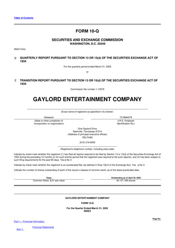 Vorschaubild Ryman Hospitality Properties 10-Q Quartalsbericht  