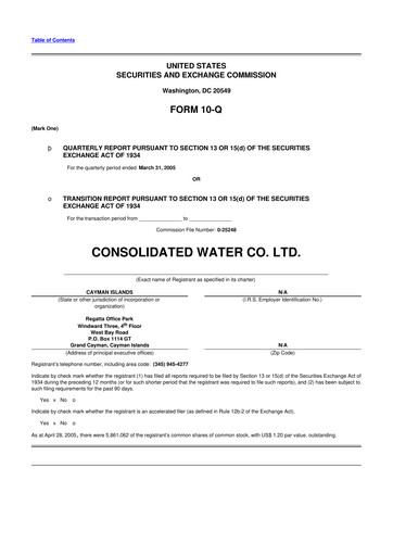 Thumbnail Consolidated Water 10-Q Quarterly Report FY 