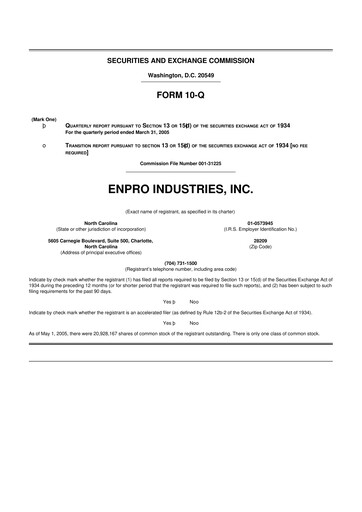 Thumbnail EnPro Industries
 10-Q Quarterly Report FY 