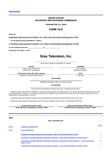 Miniature Gray Media
 10-Q Rapport trimestriel  