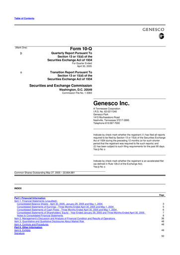 Thumbnail Genesco
 10-Q Quarterly Report FY 