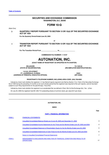 Miniature AutoNation 10-Q Rapport trimestriel  