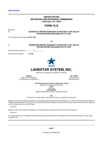 Thumbnail Landstar System
 10-Q Quarterly Report FY 