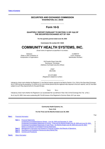 Thumbnail Community Health Systems
 10-Q Quarterly Report FY 