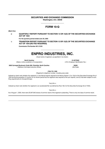 Thumbnail EnPro Industries
 10-Q Quarterly Report FY 