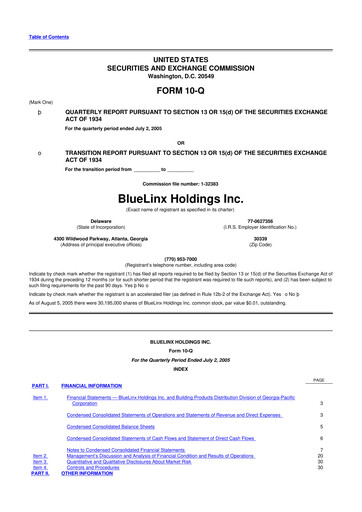 Thumbnail Bluelinx 10-Q Quarterly Report FY 