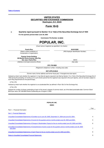 Thumbnail Popular, Inc. (Banco Popular de Puerto Rico) 10-Q Quarterly Report FY 