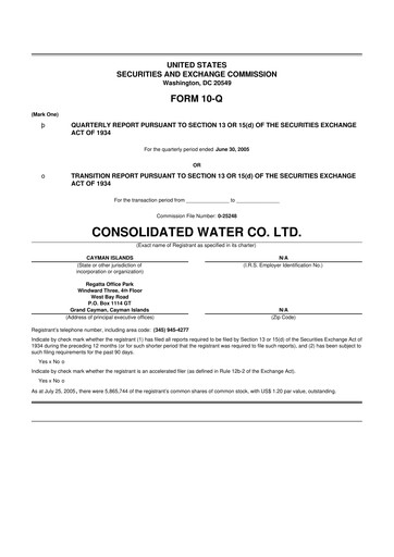 Thumbnail Consolidated Water 10-Q Quarterly Report FY 