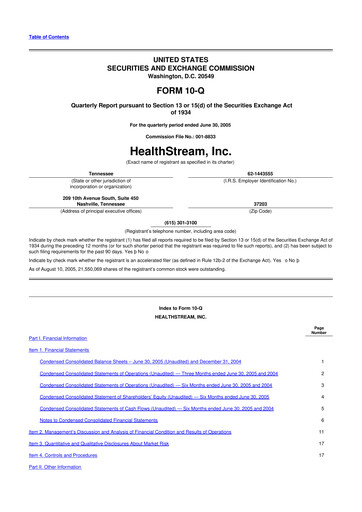 Thumbnail HealthStream 10-Q Quarterly Report FY 