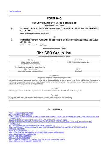 Thumbnail Geo Group 10-Q Quarterly Report FY 