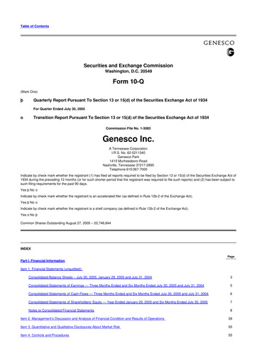 Thumbnail Genesco
 10-Q Quarterly Report FY 