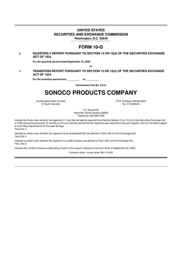 Thumbnail Sonoco 10-Q Quarterly Report FY 