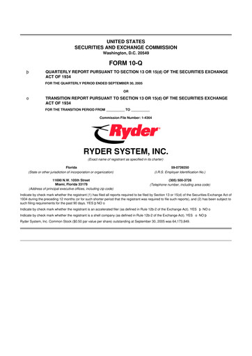 Thumbnail Ryder
 10-Q Quarterly Report FY 