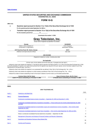 Miniature Gray Media
 10-Q Rapport trimestriel  