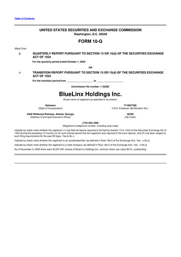 Thumbnail Bluelinx 10-Q Quarterly Report FY 