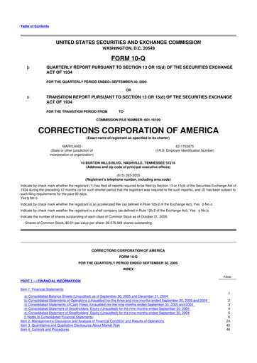 Thumbnail CoreCivic 10-Q Quarterly Report FY 