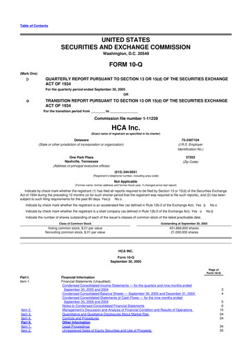 Thumbnail HCA Healthcare 10-Q Quarterly Report FY 