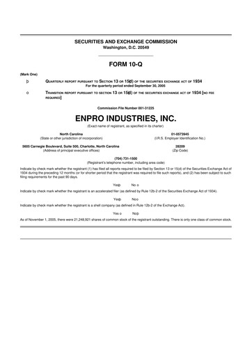 Thumbnail EnPro Industries
 10-Q Quarterly Report FY 