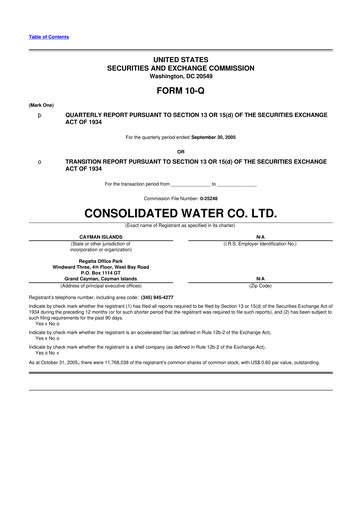 Thumbnail Consolidated Water 10-Q Quarterly Report FY 