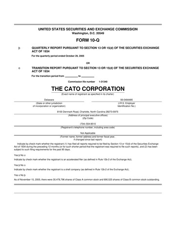 Thumbnail Cato Fashion 10-Q Quarterly Report FY 