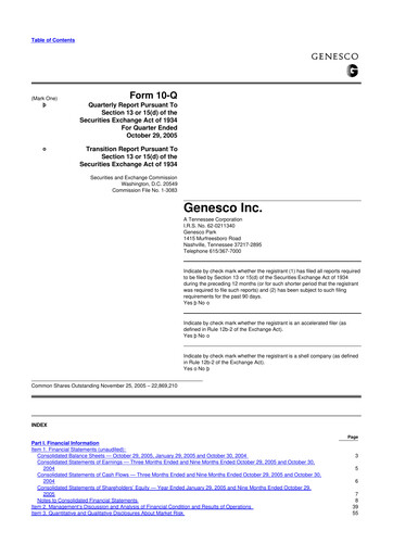 Thumbnail Genesco
 10-Q Quarterly Report FY 