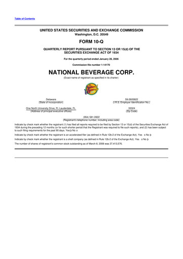 Thumbnail National Beverage
 10-Q Quarterly Report FY 
