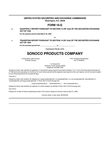 Thumbnail Sonoco 10-Q Quarterly Report FY 