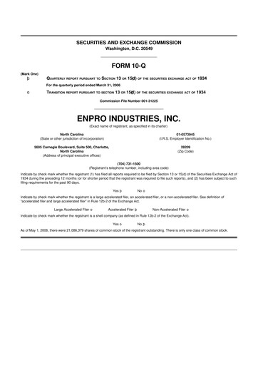 Thumbnail EnPro Industries
 10-Q Quarterly Report FY 