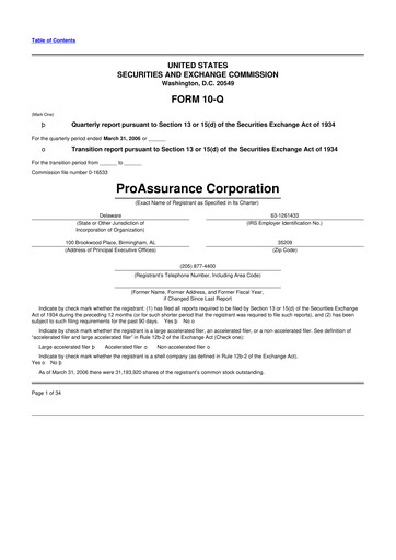 Thumbnail ProAssurance 10-Q Quarterly Report FY 