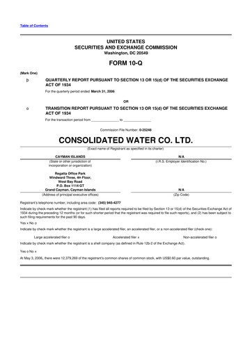 Thumbnail Consolidated Water 10-Q Quarterly Report FY 