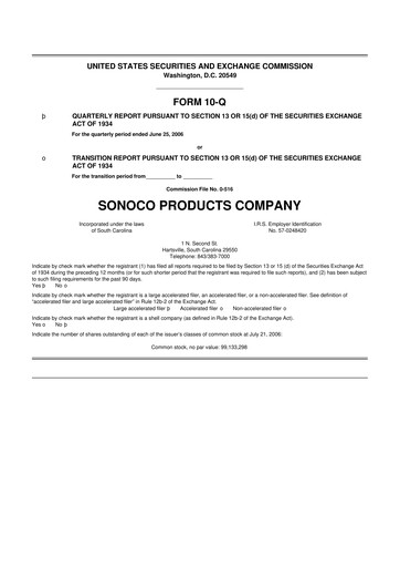 Thumbnail Sonoco 10-Q Quarterly Report FY 