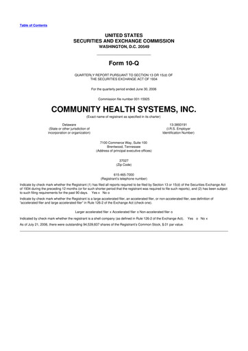 Thumbnail Community Health Systems
 10-Q Quarterly Report FY 