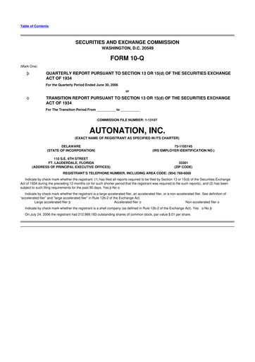 Miniature AutoNation 10-Q Rapport trimestriel  