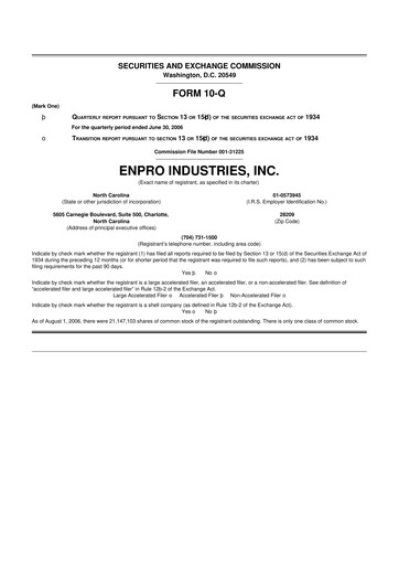 Thumbnail EnPro Industries
 10-Q Quarterly Report FY 