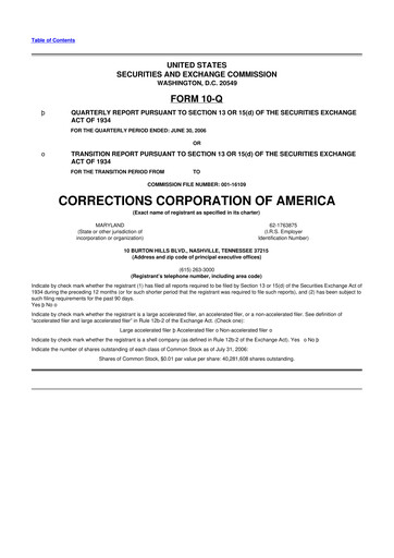 Thumbnail CoreCivic 10-Q Quarterly Report FY 