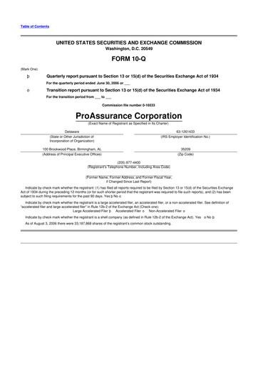 Thumbnail ProAssurance 10-Q Quarterly Report FY 