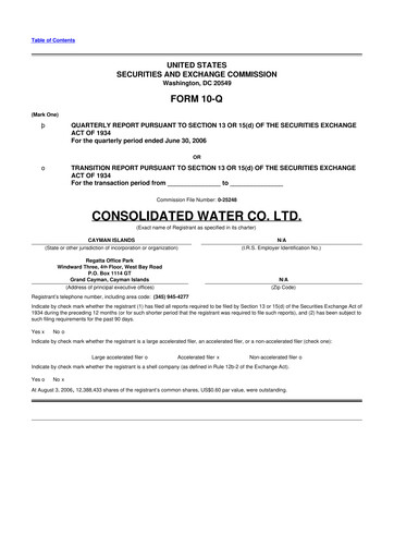 Thumbnail Consolidated Water 10-Q Quarterly Report FY 